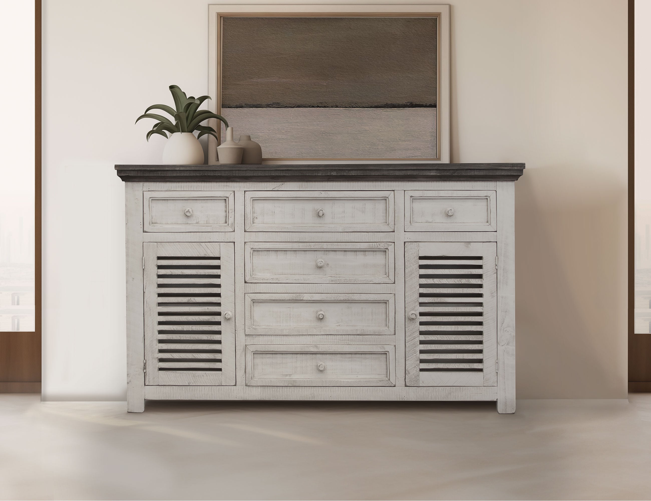 International Furniture Direct Stone 2-Door Buffet