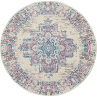 4'  Ivory/Pink Round Rug