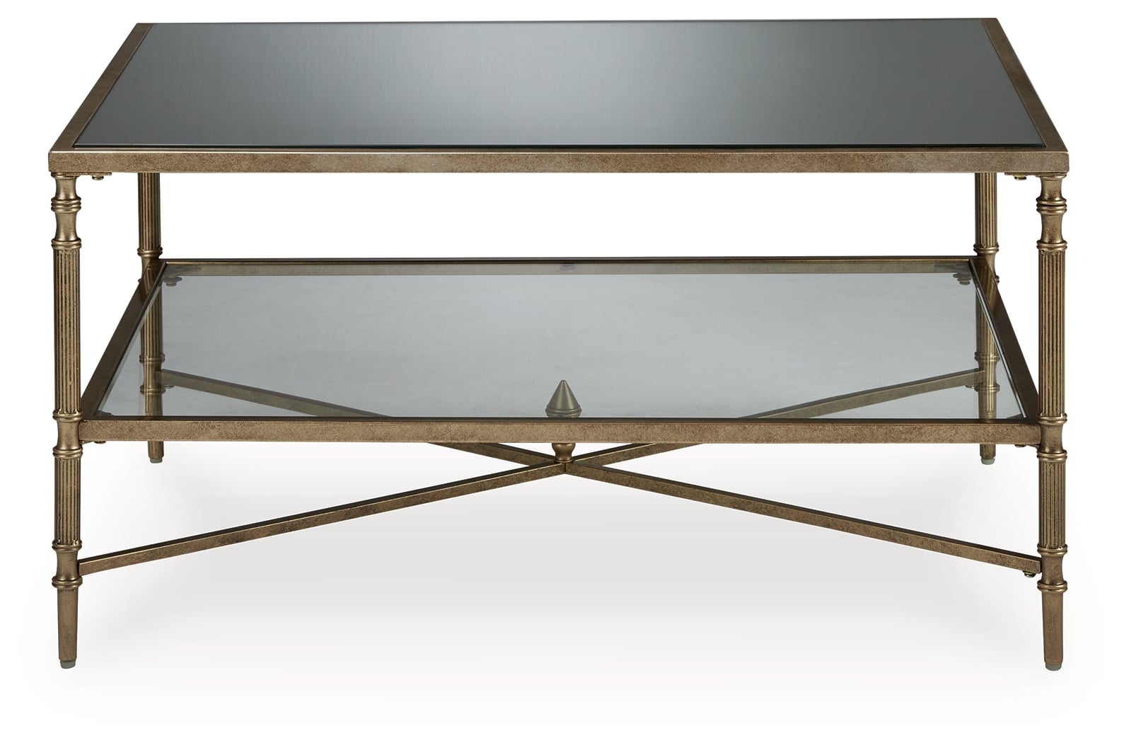 Signature Cloverty T4401 Aged Goldtone Rectangular Coffee Table with