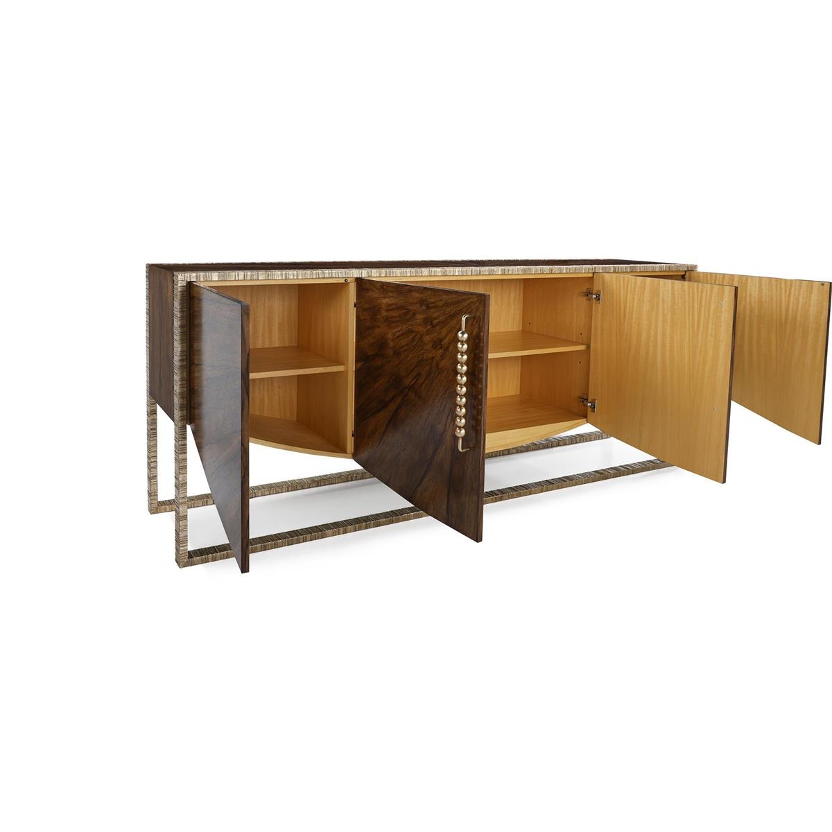 Modern Rustic 4-Door Curved Credenza