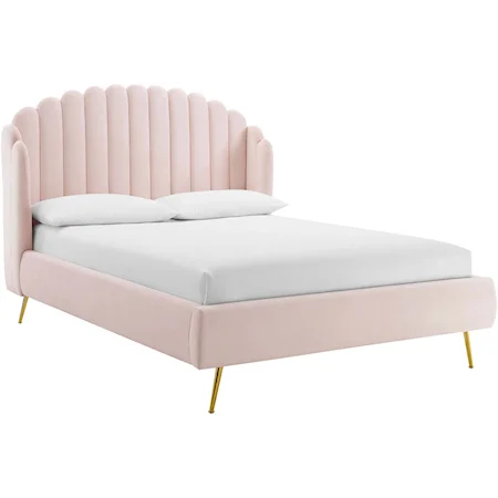 Queen Wingback Platform Bed