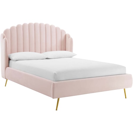 Queen Wingback Platform Bed