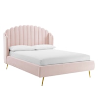 Queen Performance Velvet Wingback Platform Bed