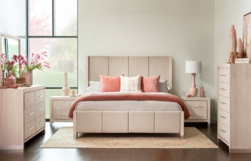 Contemporary 6-Piece Queen Bedroom Set with Upholstered Bed