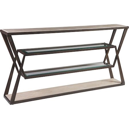 Contemporary Console with Glass Shelving