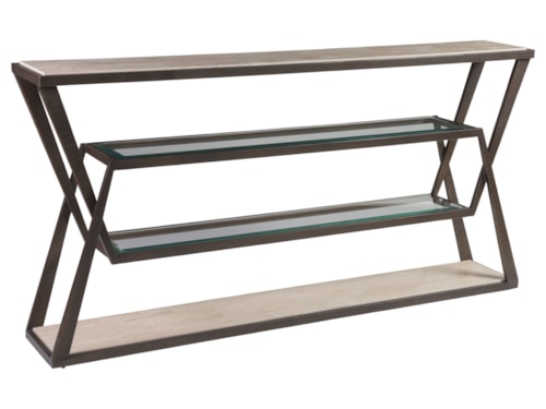 Contemporary Console with Glass Shelving