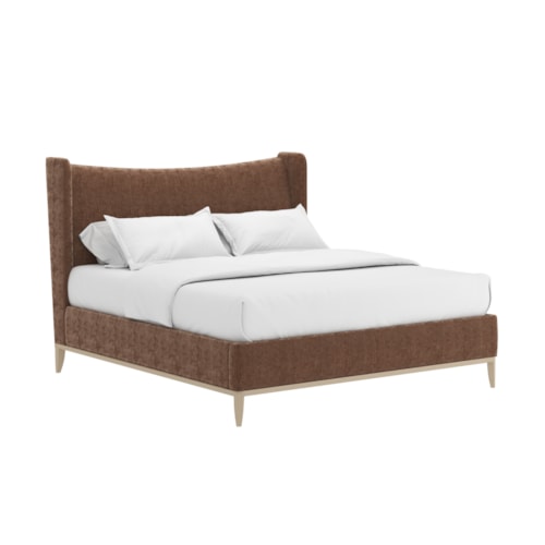 Edwin King Wing Shelter Upholstered Bed - Suede