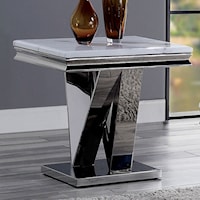 Glam End Table with Faux Marble Top