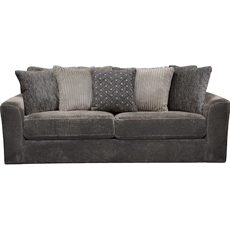 Contemporary Queen Sleeper Sofa with 5 Throw Pillows Included
