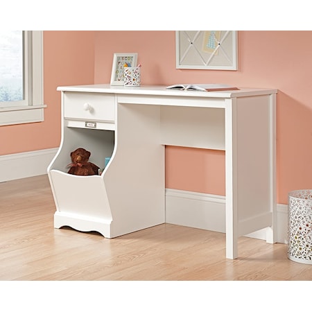 Cottage Single Pedestal One-Drawer Desk with Storage Bin