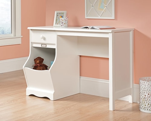 Cottage Single Pedestal One-Drawer Desk with Storage Bin
