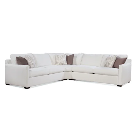 Transitional 3-Piece Wedge Sectional Sofa with Throw Pillows