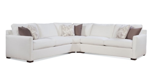 Transitional 3-Piece Wedge Sectional Sofa with Throw Pillows