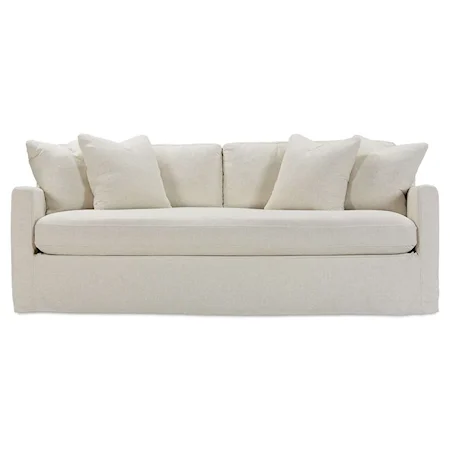 Casual Queen Sleeper Sofa with Slipcover and Throw Pillows
