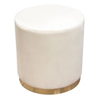 Round Glam Accent Ottoman with Stainless Steel Accent Band