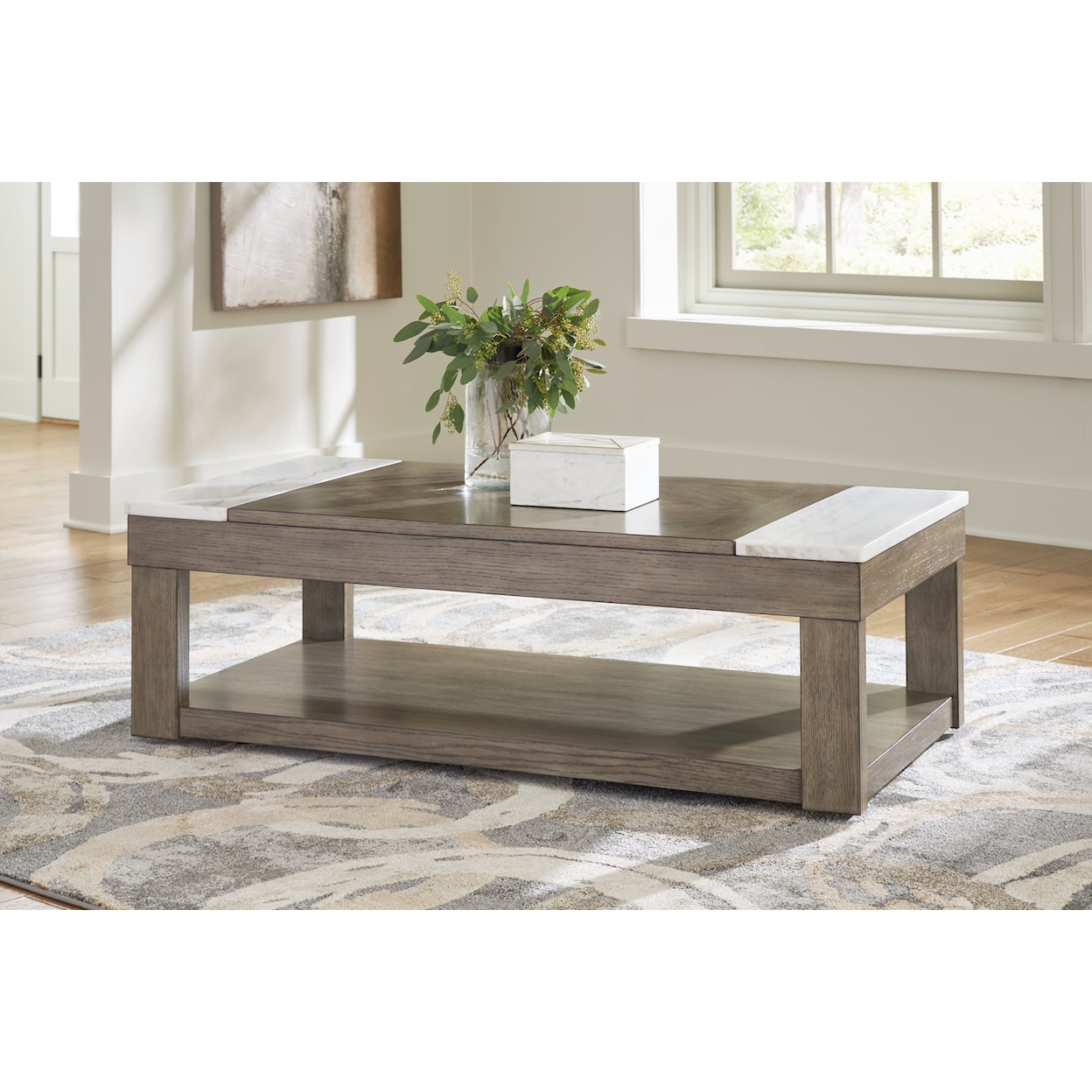 Signature Design by Ashley Loyaska Lift-top Coffee Table and 2 End Tables