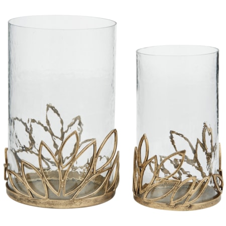 Pascal Antique Gold Finish Candle Holder Set