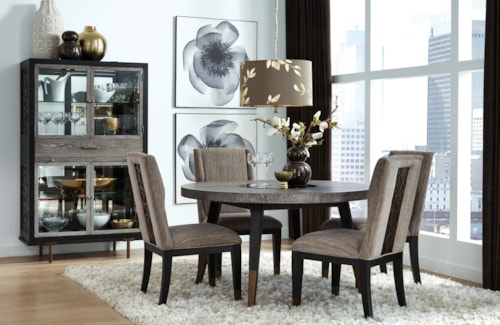 Transitional 6-Piece Casual Dining Set with Glass China Cabinet