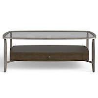 Transitional 1-Drawer Rectangular Cocktail Table with Glass Table Top