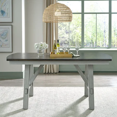 Transitional Gathering Height Trestle Table 