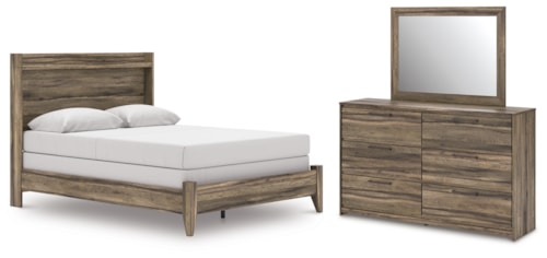 Queen Panel Bed, Dresser And Mirror