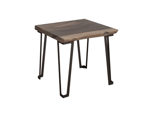 Rustic Live Edge End Table with Iron Legs