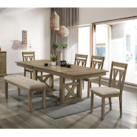 Farmhouse 6-Piece Dining Set with Bench