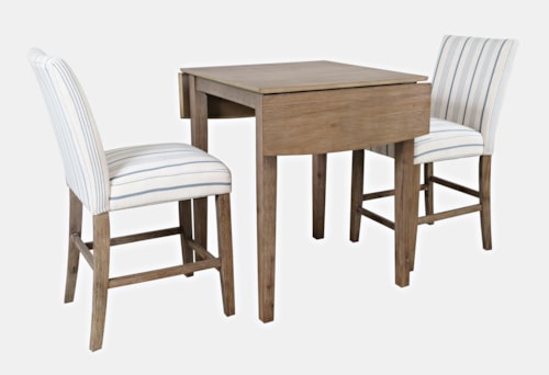 Coastal 3-Piece Counter Dining Set with Drop Leaves