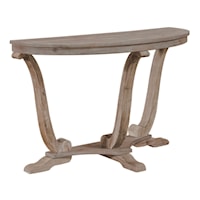 Transitional Distressed Sofa Table with Flat Pedestal Base