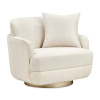 Transitional Upholstered Swivel Chair with Plinth Base