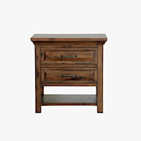 Transitional 2-Drawer Nightstand with Small Storage Shelf