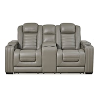 Leather Match Power Reclining Loveseat with Massage and Heat