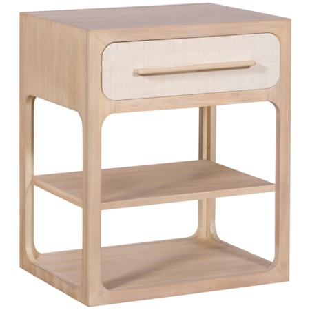 Nightstand with 2 Shelves and a Drawer