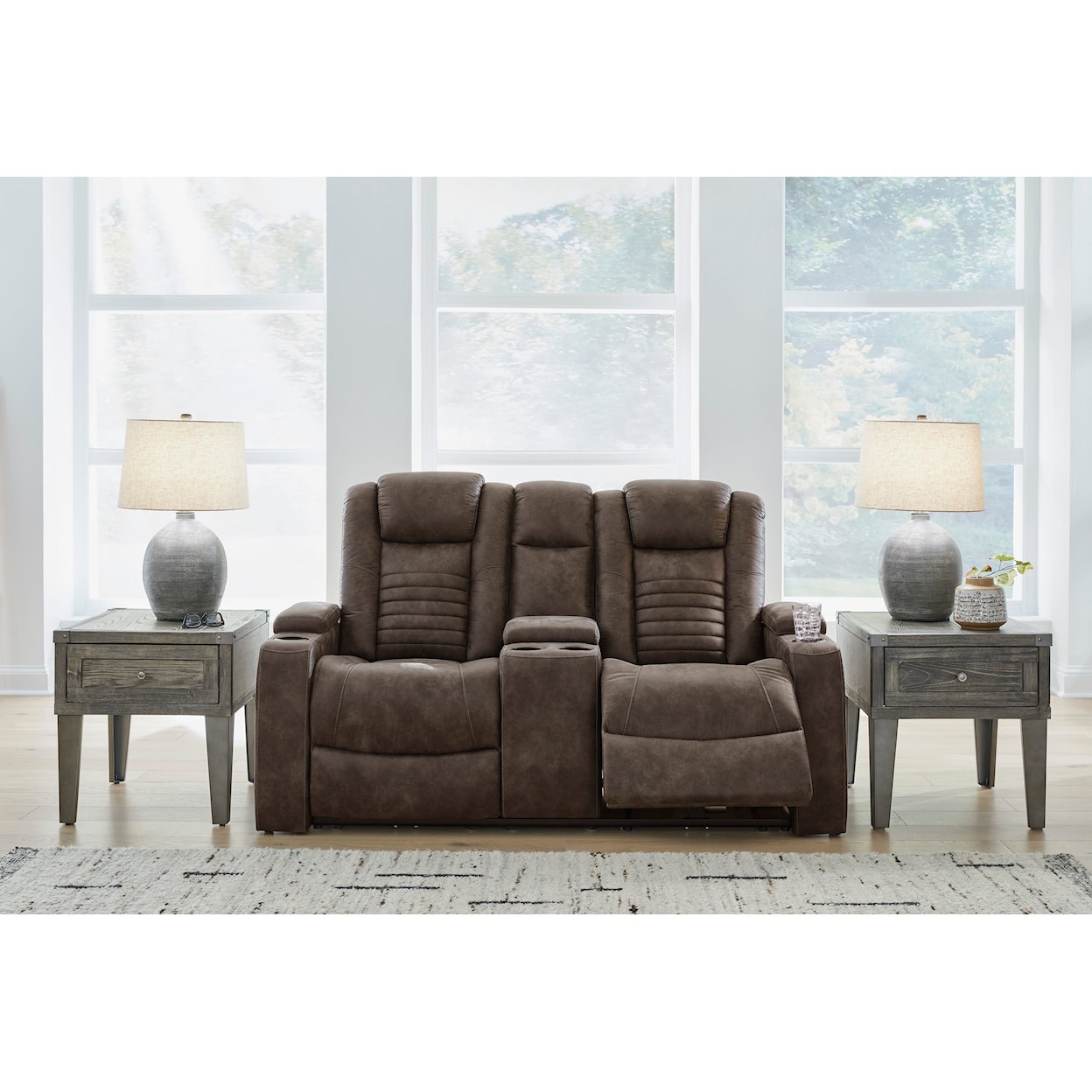 Signature Design by Ashley Furniture Soundcheck Power Reclining Loveseat w/ Console
