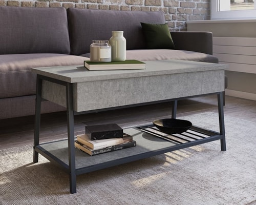 Industrial Lift Top Coffee Table with Hidden Storage