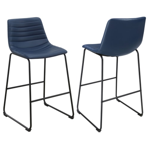 Zuni Faux Leather Upholstered Counter Chair Blue (Set Of 2)