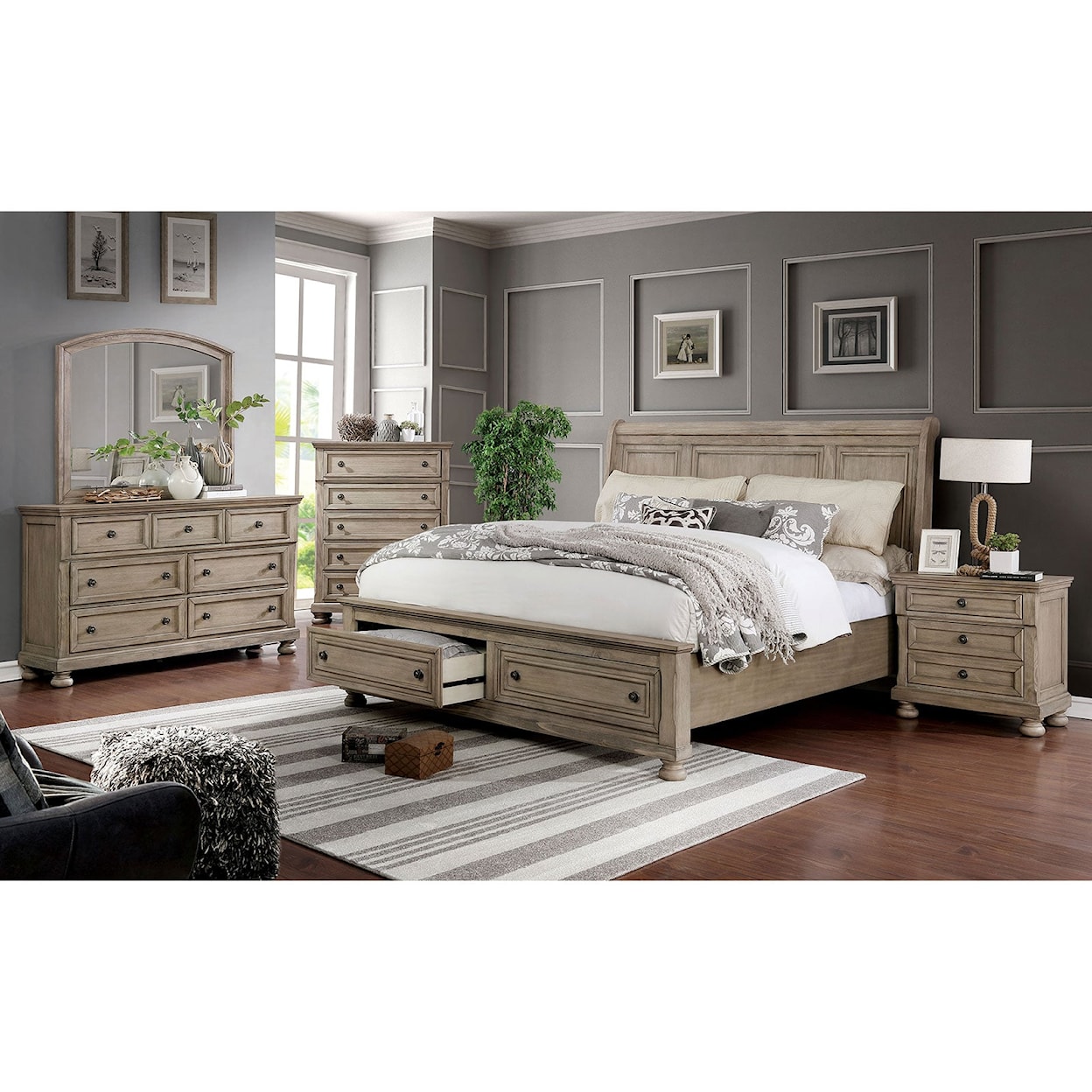 Furniture of America Wells Queen Bedroom Group