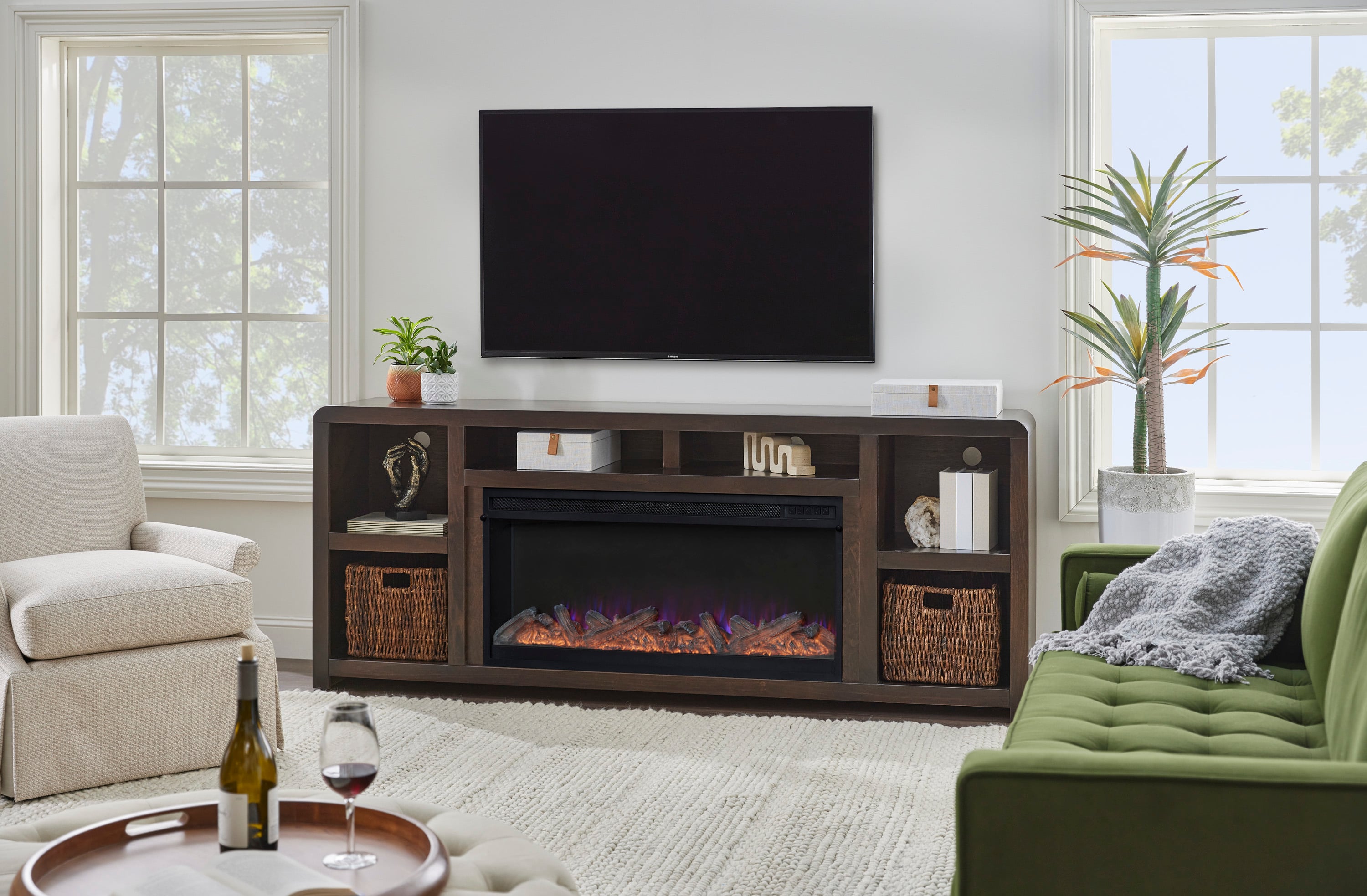 6-Shelf 84" Fireplace Console