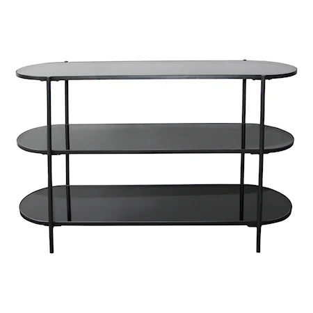 Contemporary Console Table with Tempered Glass Shelves