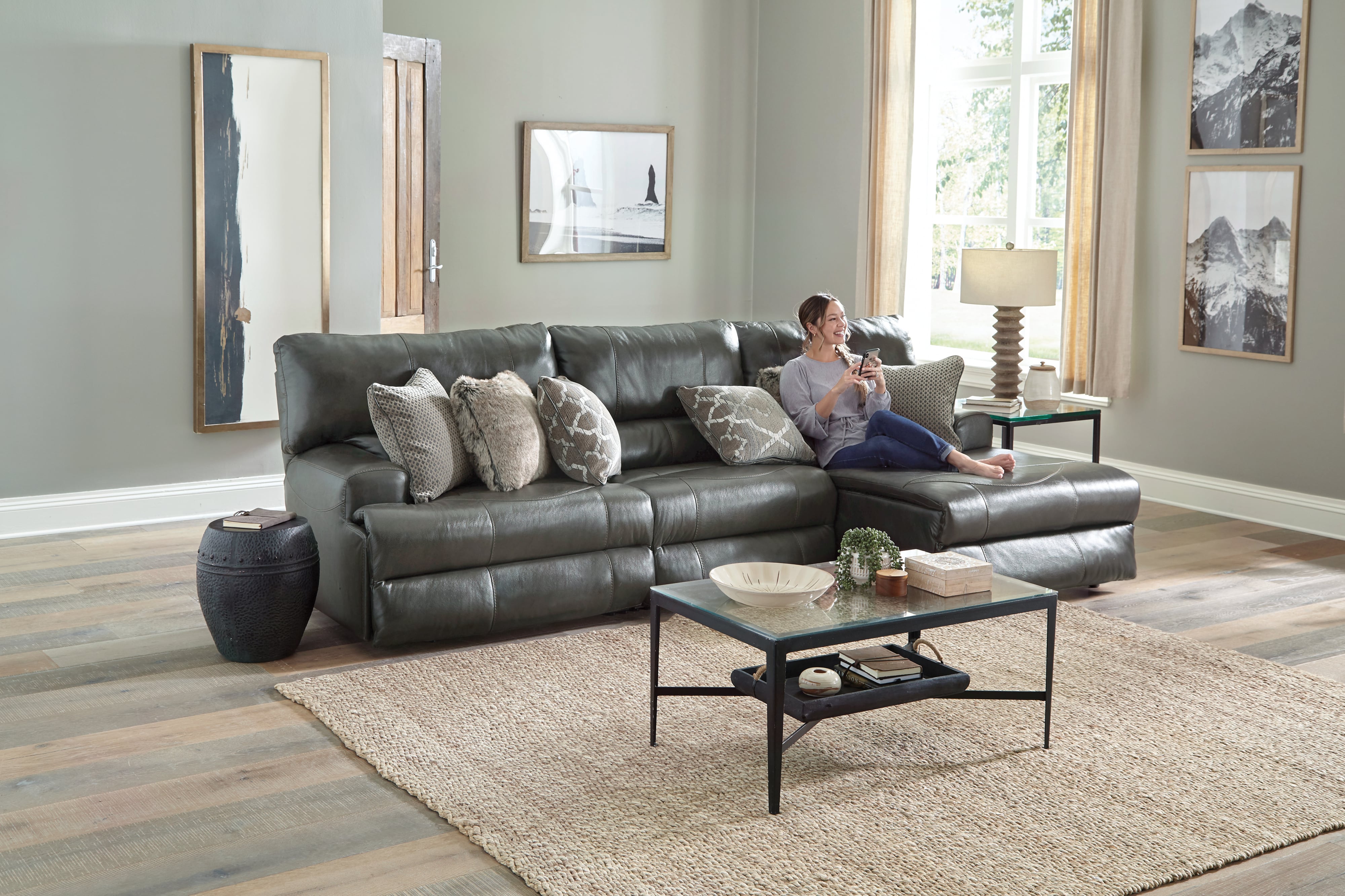 3-Piece Reclining Chaise Sectional Sofa