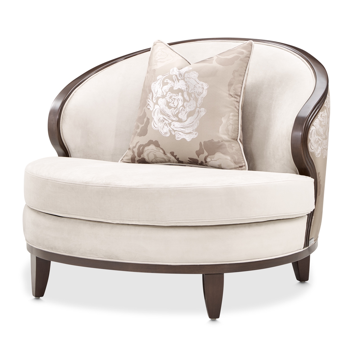 Floral Velvet Accent Barrel Chair