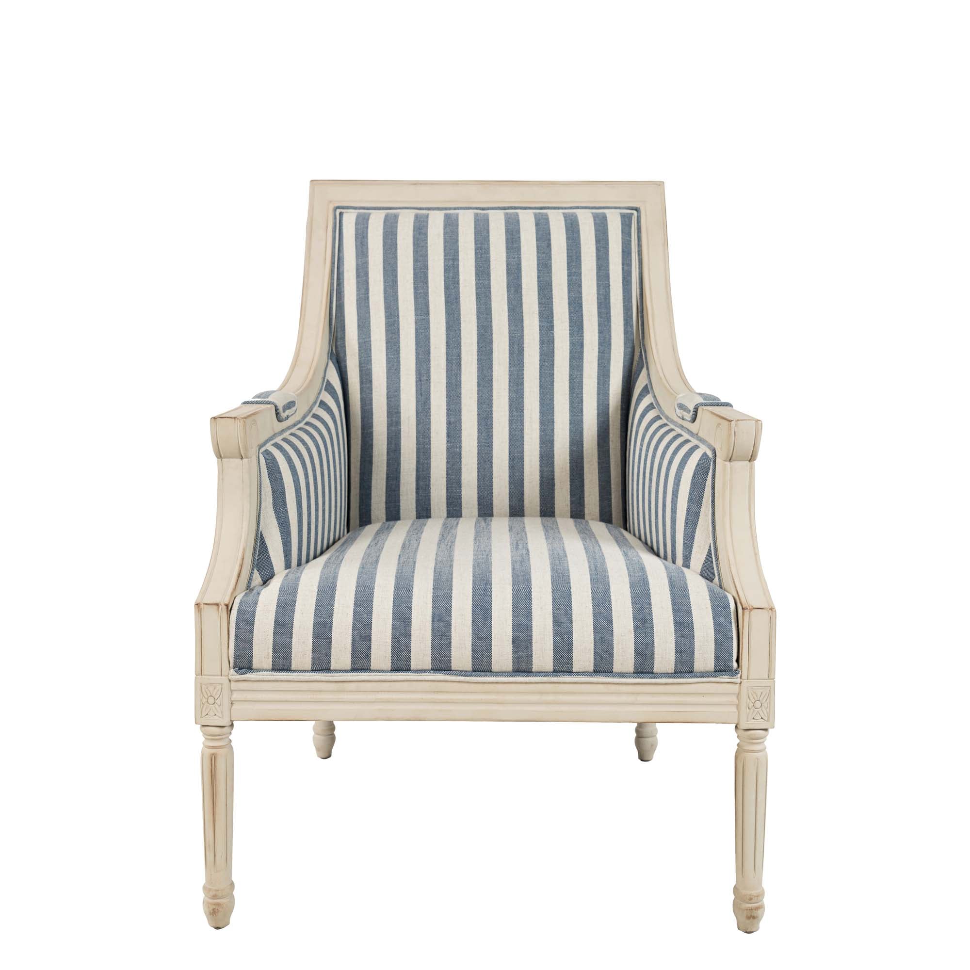 mckenna gray and cream stripe accent chair