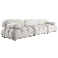 Paloma 3Pc Modular 111 Inch Sofa In Light Cream Velvet
