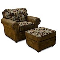 Rustic Upholstered Chair with Wide Rolled Arms