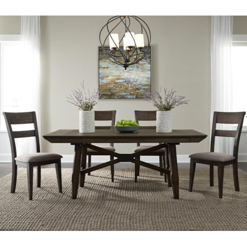 Transitional 5-Piece Trestle Table Dining Set