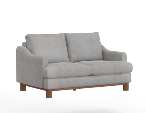 Transitional Loveseat with Exposed Wood Legs