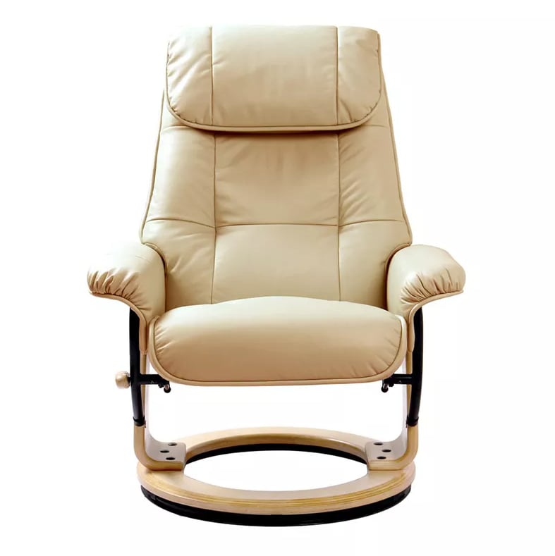 Reclining Chair and Ottoman w/ Natural Wood