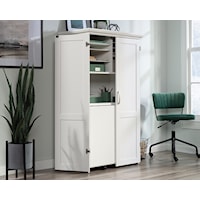 Transitional 2-Door Craft & Storage Armoire with Drop-Leaf Extension