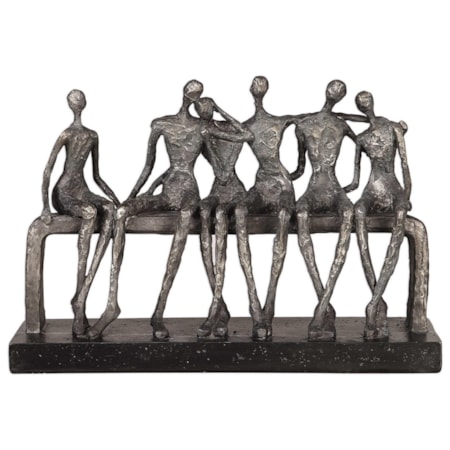 Camaraderie Aged Silver Figurine