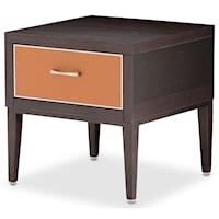 Contemporary Single Drawer End Table with Velvet-lined Drawer